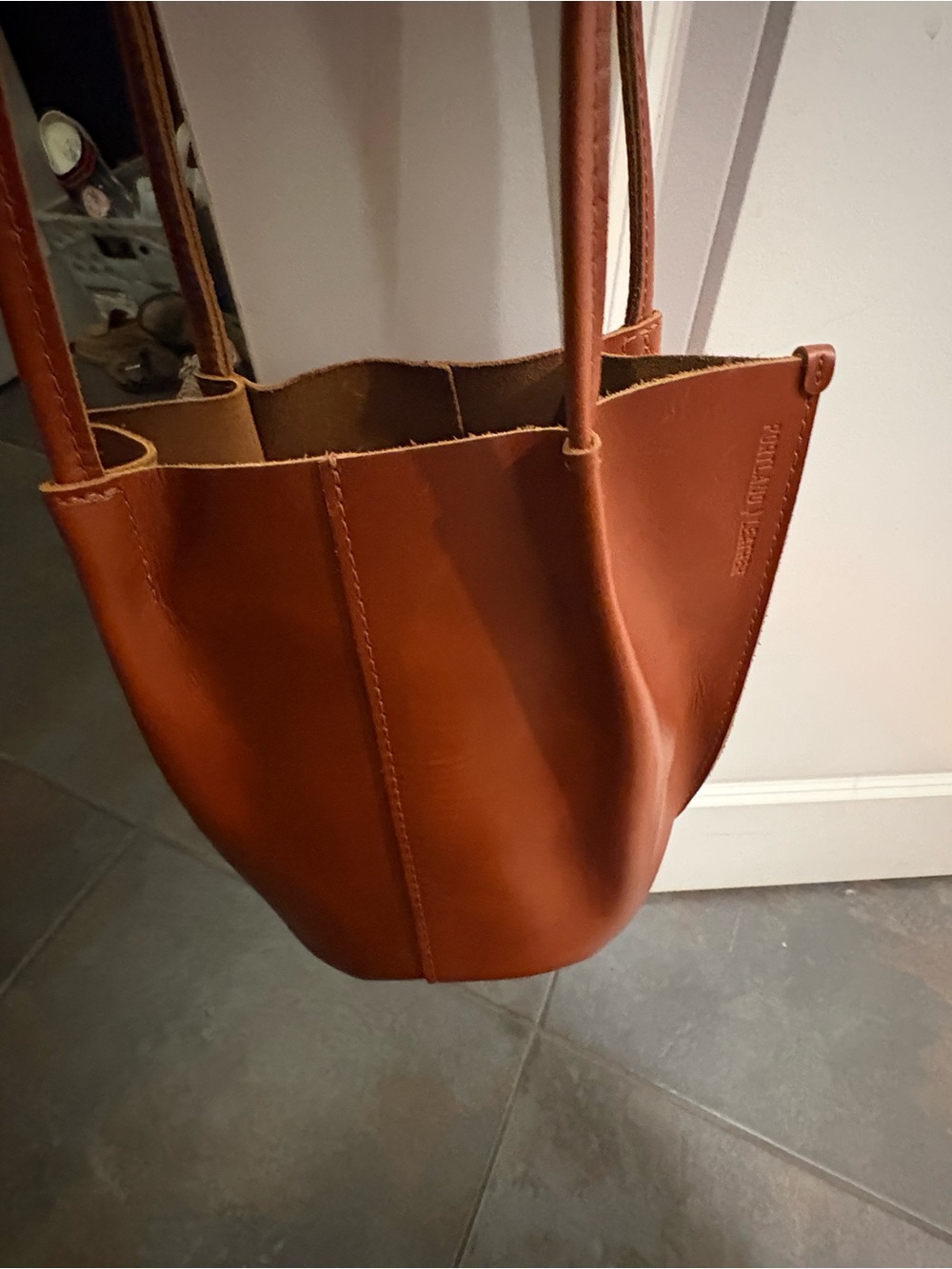 Portland Leather Devon Madrone  Bucket Tote Bag
